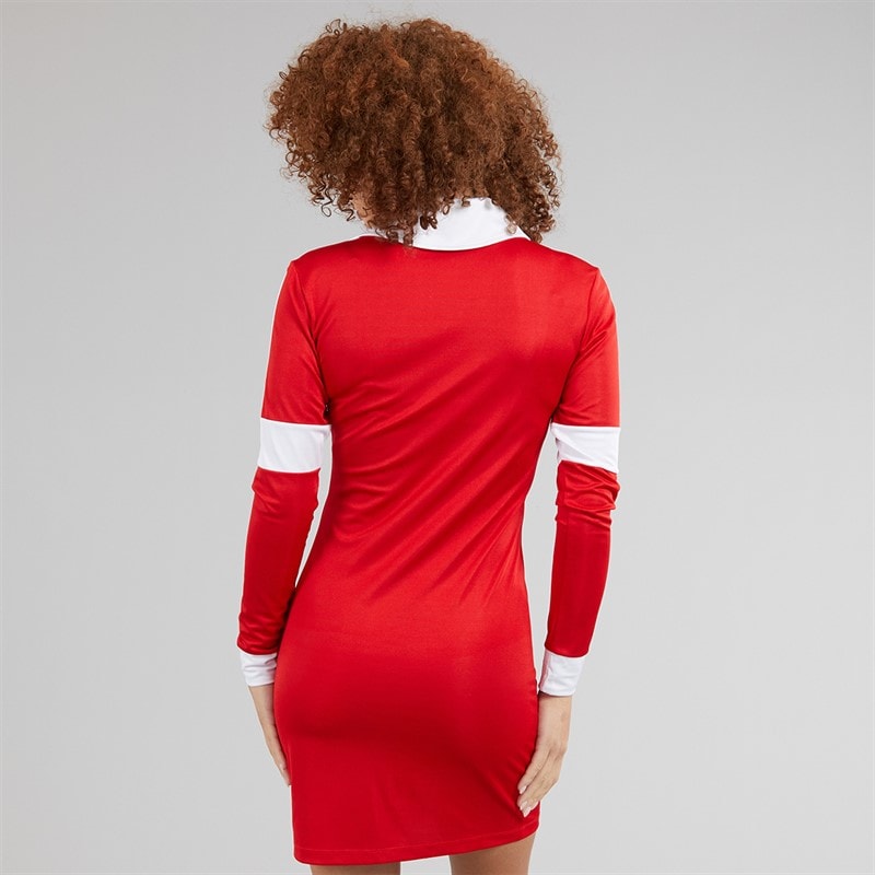 adidas Originals Womens Graphic Football Jersey Dress Better Scarlet - Image 2