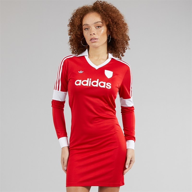 adidas Originals Womens Graphic Football Jersey Dress Better Scarlet - Image 3
