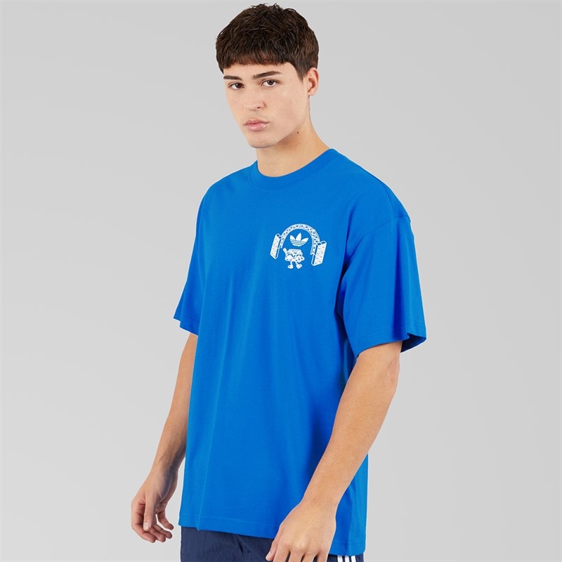 adidas Originals Mens Music Fest Back Graphic T-Shirt Bright Royal - Image 2
