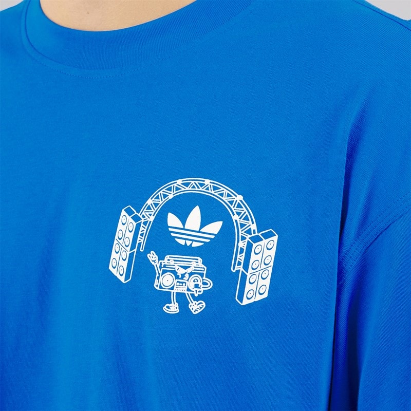 adidas Originals Mens Music Fest Back Graphic T-Shirt Bright Royal - Image 5