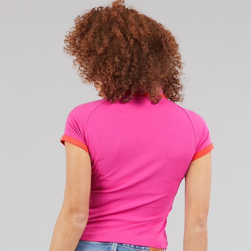 adidas Originals Womens Polo Shirt Semi Lucid Fuchsia - Image 2