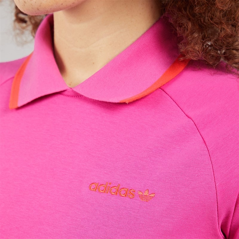 adidas Originals Womens Polo Shirt Semi Lucid Fuchsia - Image 3