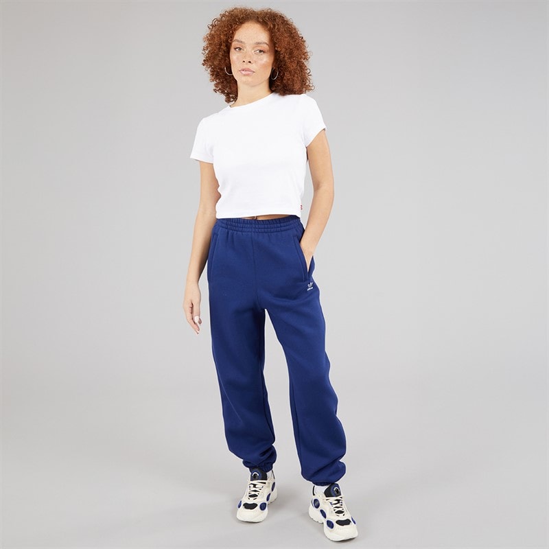 adidas Originals Womens Essentials Trefoil Loose Fit Fleece Joggers Dark Blue - Image 4