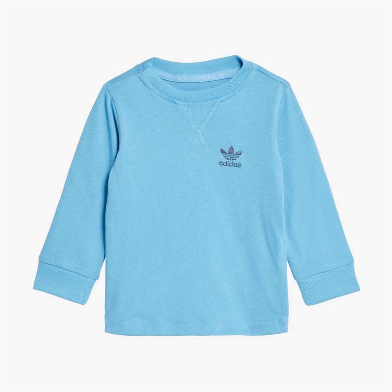 adidas Originals Infant Boys Long Sleeve T-Shirt Light Blue - Image 1
