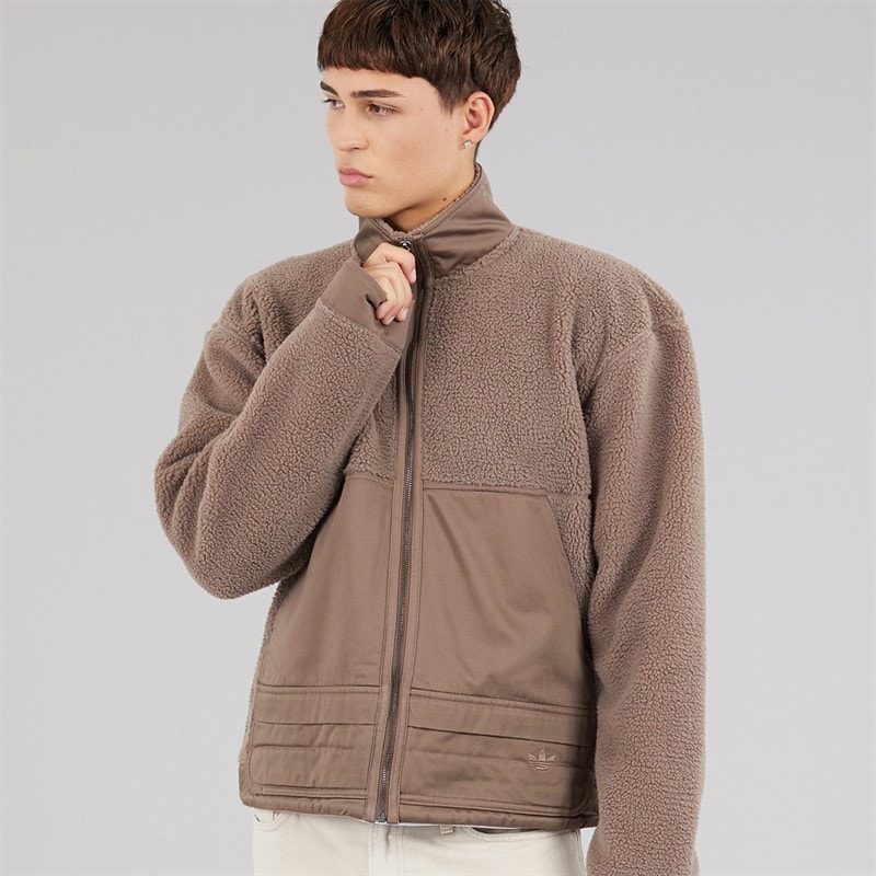 adidas Originals Mens Premium Essentials Polar Full Zip Fleece Earth Strata - Image 5