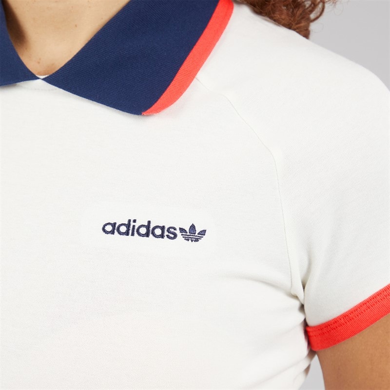 adidas Originals Womens Polo Shirt Off White - Image 3