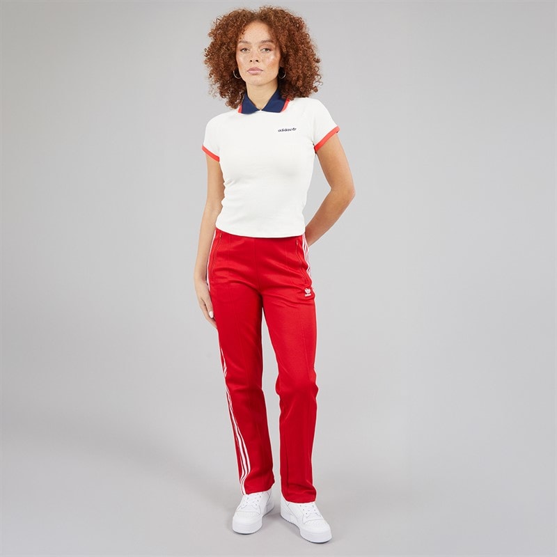 adidas Originals Womens Polo Shirt Off White - Image 4