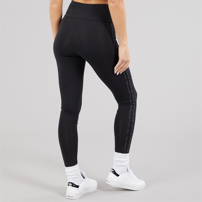 adidas Originals Womens Snakeskin 3-Stripes Leggings Black - Image 2