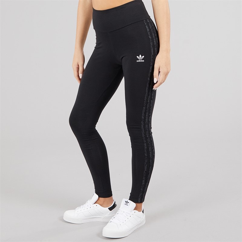 adidas Originals Womens Snakeskin 3-Stripes Leggings Black - Image 3