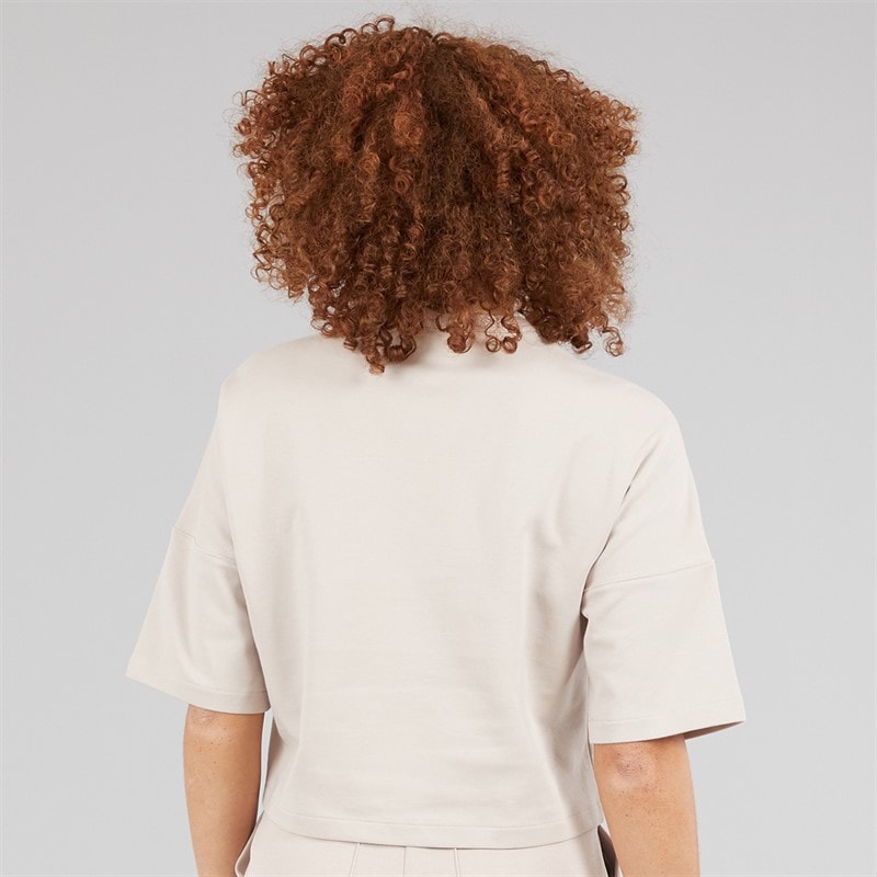 adidas Originals Womens Off Placed 3-Stripes T-Shirt Wonder Taupe - Image 2
