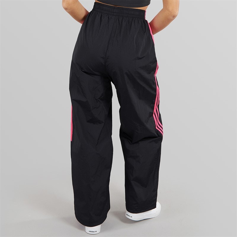 adidas Originals Womens Adicolour Teamgeist Oversized Woven Track Pants Black/Semi Lucid Fuchsia - Image 2