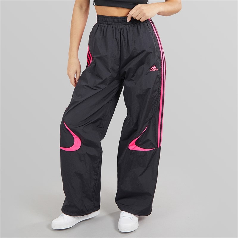 adidas Originals Womens Adicolour Teamgeist Oversized Woven Track Pants Black/Semi Lucid Fuchsia - Image 3