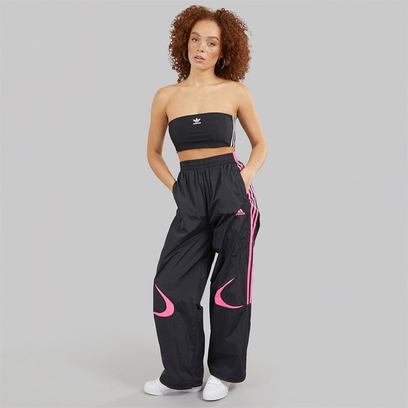 adidas Originals Womens Adicolour Teamgeist Oversized Woven Track Pants Black/Semi Lucid Fuchsia - Image 5