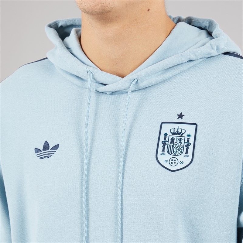 adidas Originals Mens RFEF Spain Trefoil Hoodie Ash Grey - Image 3