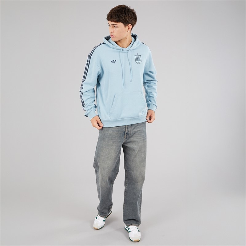 adidas Originals Mens RFEF Spain Trefoil Hoodie Ash Grey - Image 4