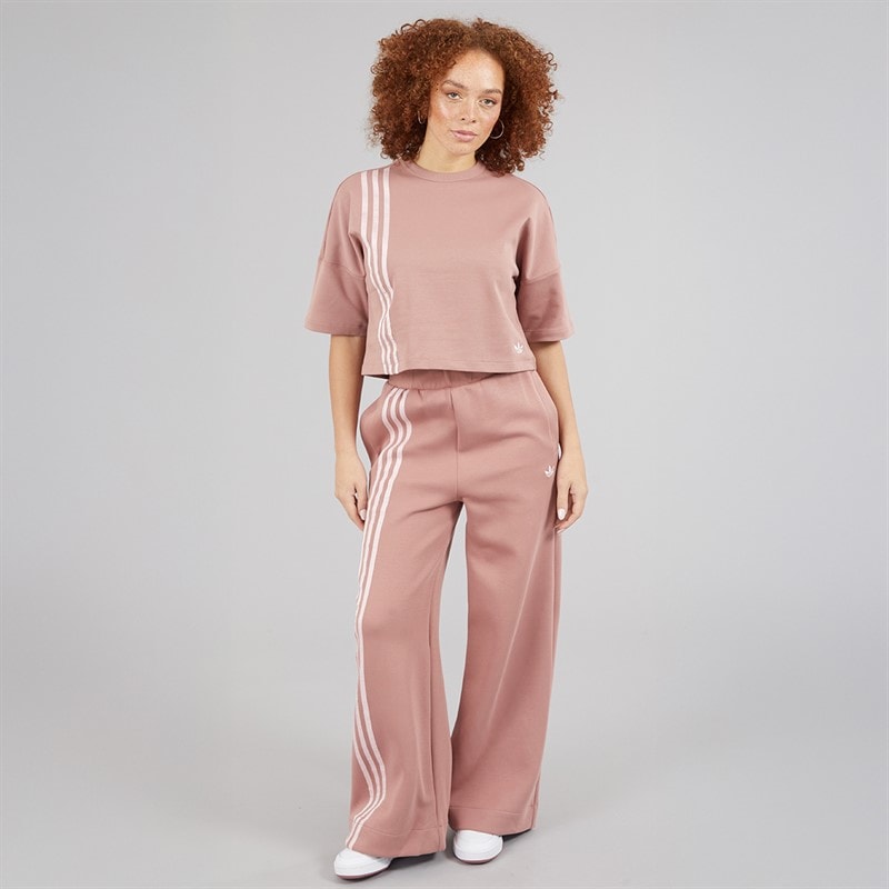 adidas Originals Womens Off Placed 3-Stripes Wide Leg Joggers Warm Clay - Image 4