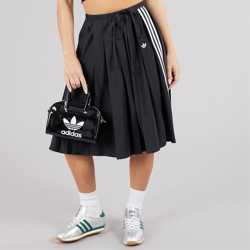 adidas Originals Womens Ribbon Pleated Maxi Skirt Black - Image 1