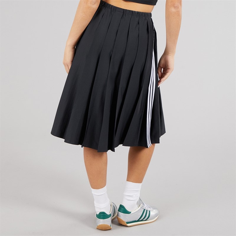 adidas Originals Womens Ribbon Pleated Maxi Skirt Black - Image 2