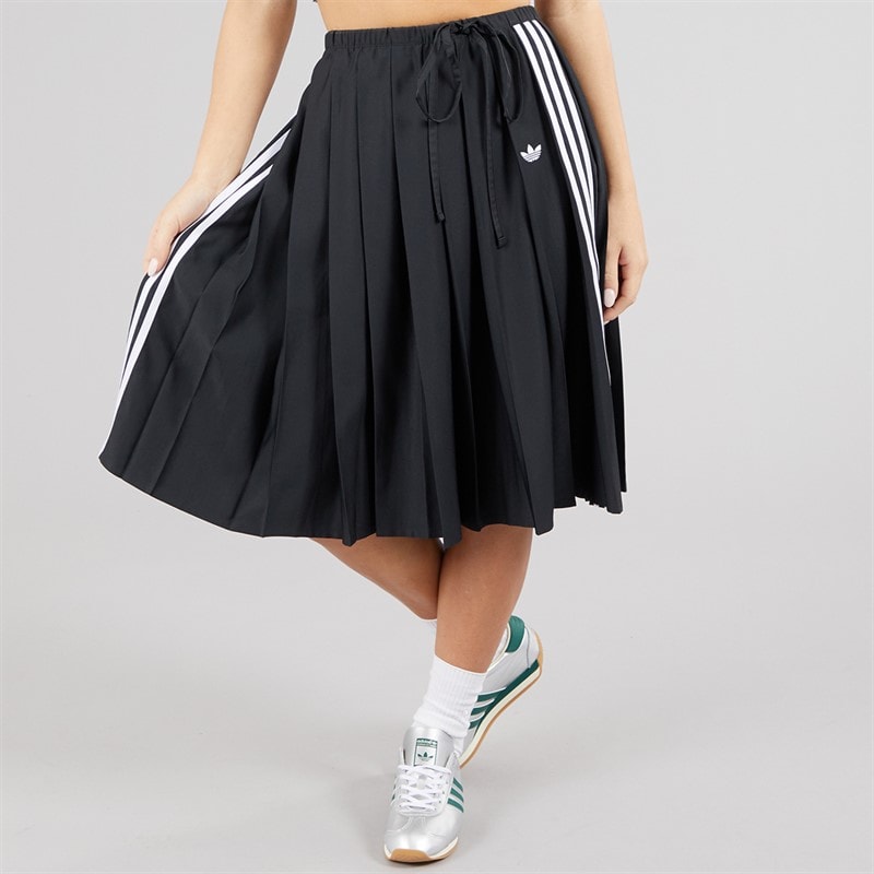 adidas Originals Womens Ribbon Pleated Maxi Skirt Black - Image 3