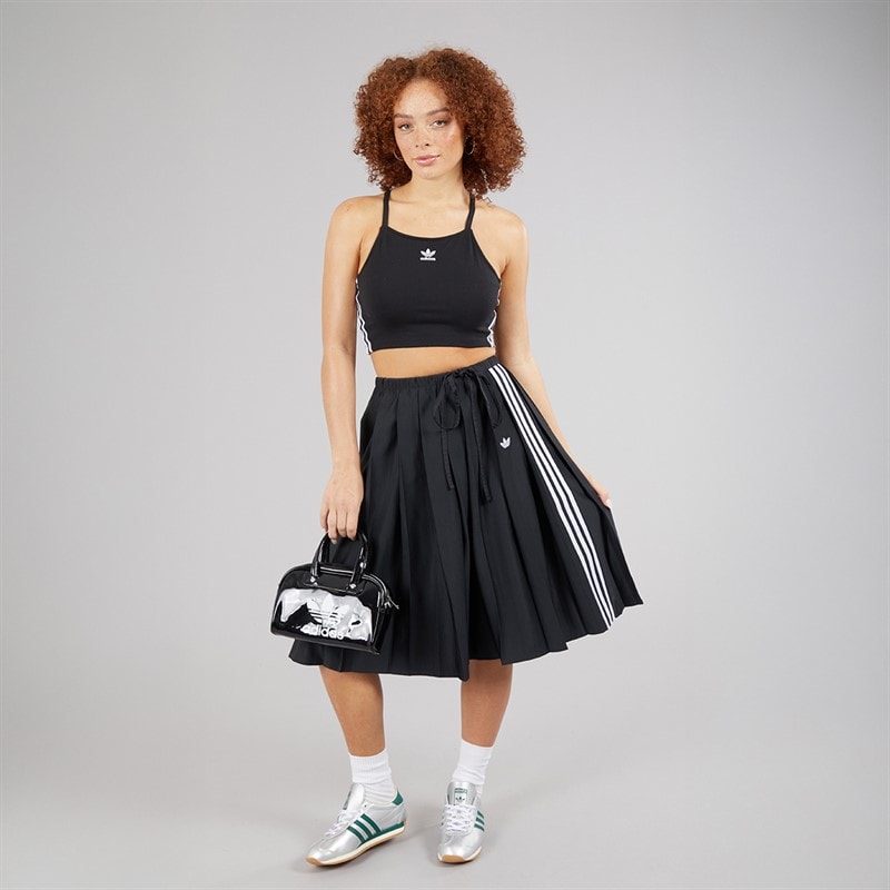 adidas Originals Womens Ribbon Pleated Maxi Skirt Black - Image 4