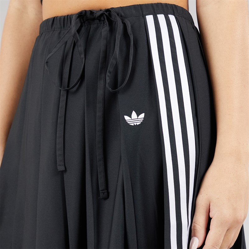 adidas Originals Womens Ribbon Pleated Maxi Skirt Black - Image 5
