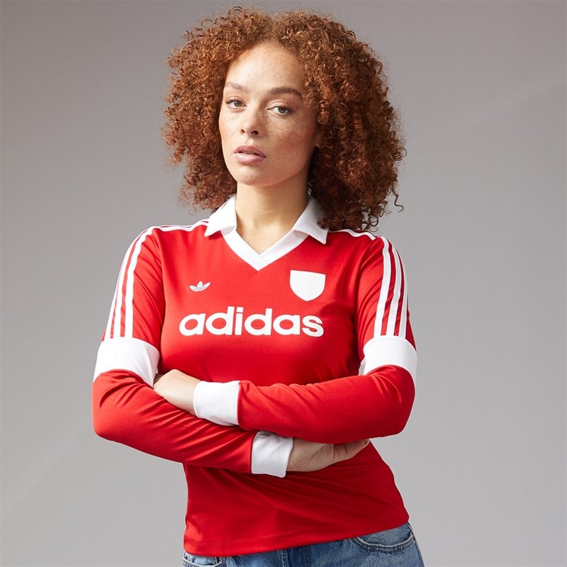 adidas Originals Womens Graphic Football Long Sleeve Jersey Better Scarlet