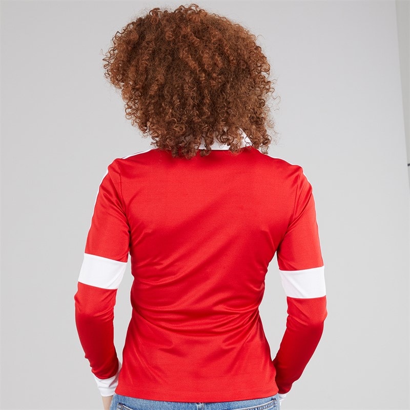 adidas Originals Womens Graphic Football Long Sleeve Jersey Better Scarlet - Image 2