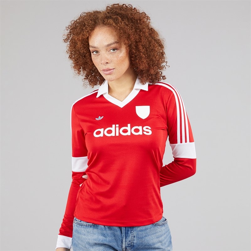 adidas Originals Womens Graphic Football Long Sleeve Jersey Better Scarlet - Image 3