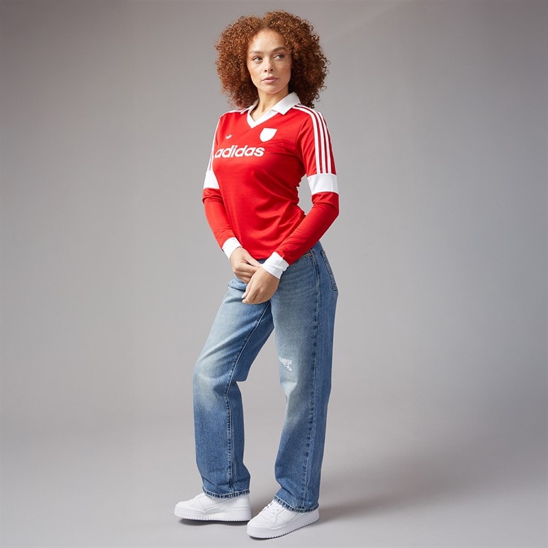 adidas Originals Womens Graphic Football Long Sleeve Jersey Better Scarlet - Image 4