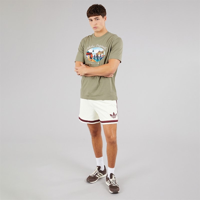 adidas Originals Mens Berlin Paint Graphic T-Shirt Silver Pebble - Image 4