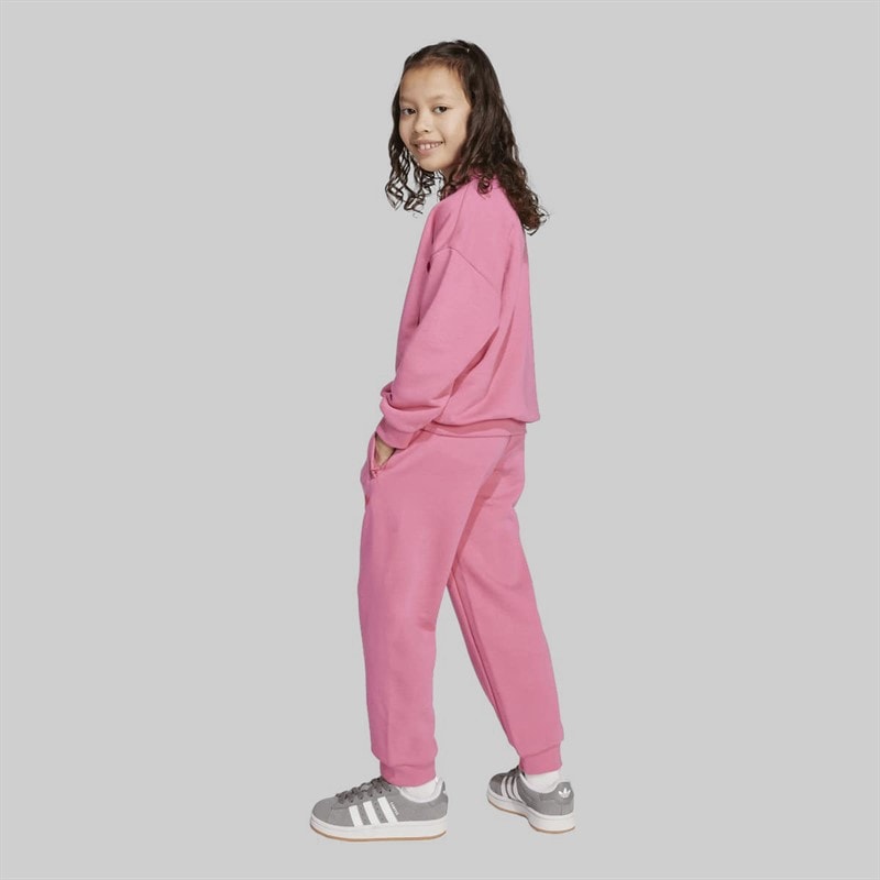 adidas Originals Girls Trefoil Logo Sweatshirt And Joggers Set Pink Fusion - Image 3