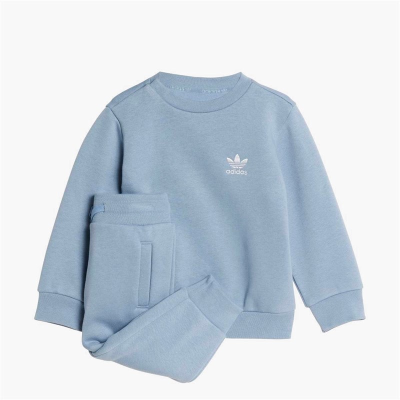 adidas Originals Infant Trefoil Logo Sweatshirt And Joggers Set Tactile Blue - Image 1