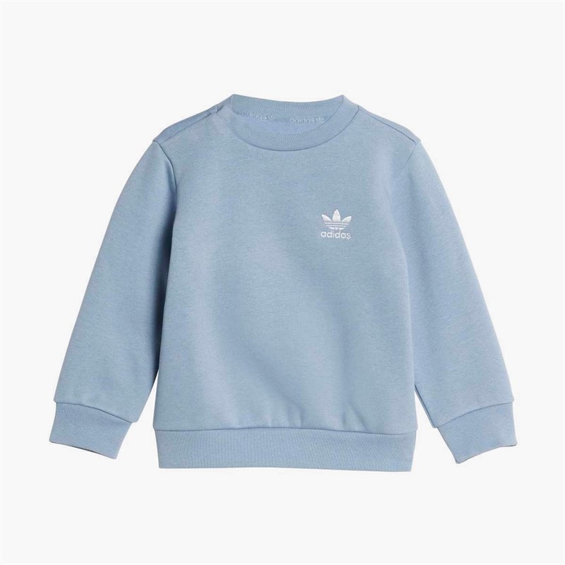 adidas Originals Infant Trefoil Logo Sweatshirt And Joggers Set Tactile Blue - Image 2