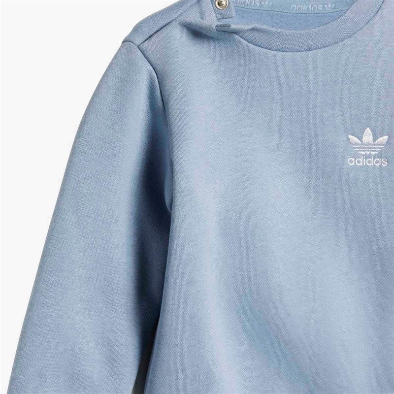 adidas Originals Infant Trefoil Logo Sweatshirt And Joggers Set Tactile Blue - Image 3
