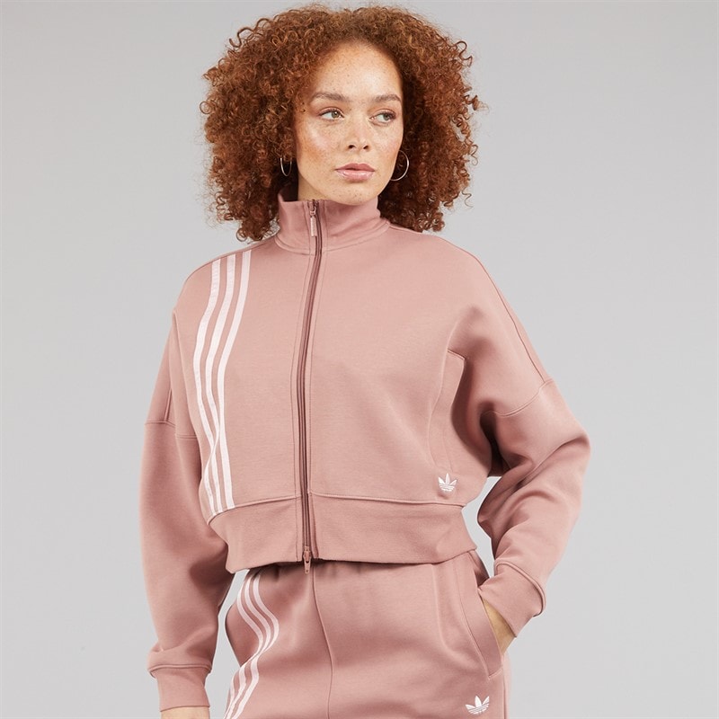 adidas Originals Womens Off Placed 3-Stripes Full Zip Track Top Warm Clay - Image 3
