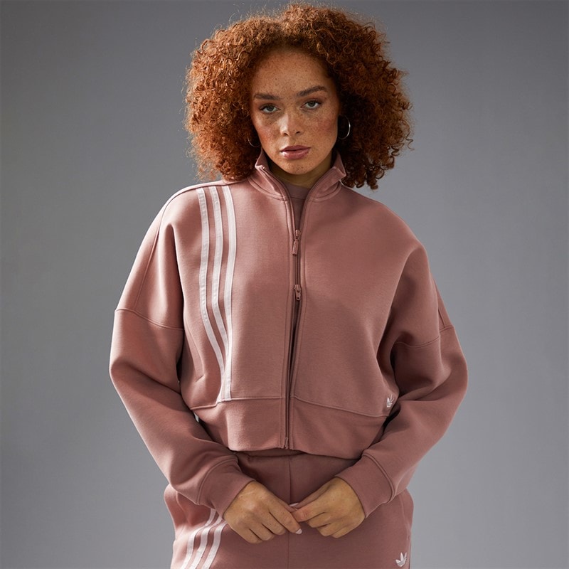 adidas Originals Womens Off Placed 3-Stripes Full Zip Track Top Warm Clay - Image 5