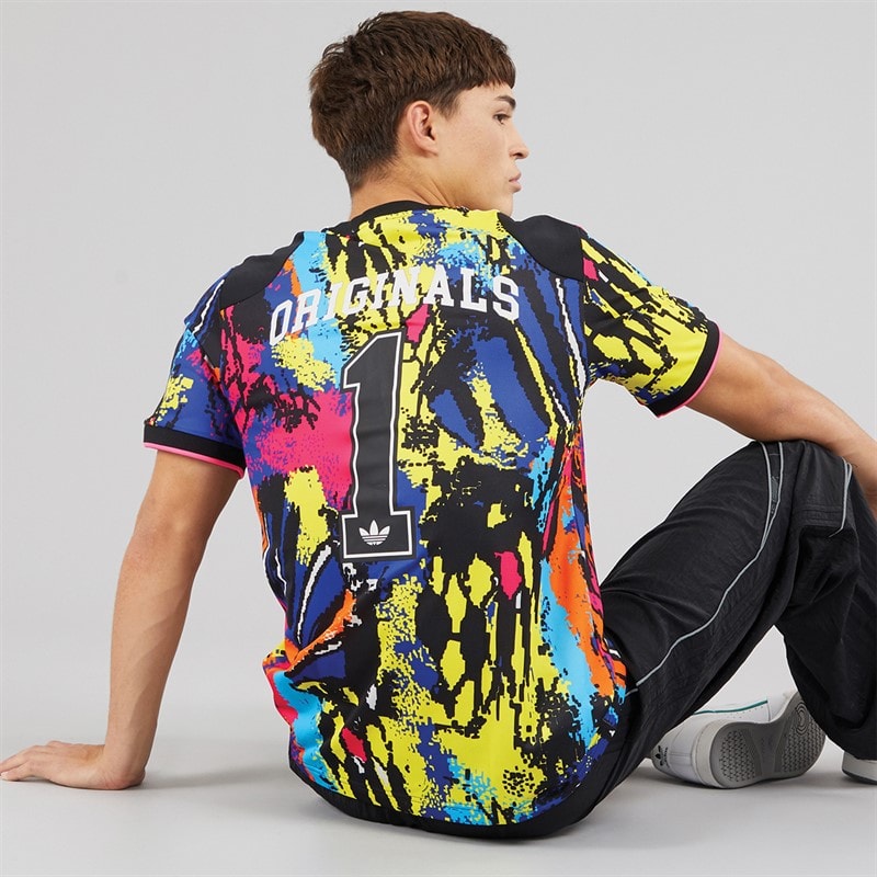 adidas Originals Mens Archive All Over Print Jersey Multicolor/Bright Yellow - Image 1