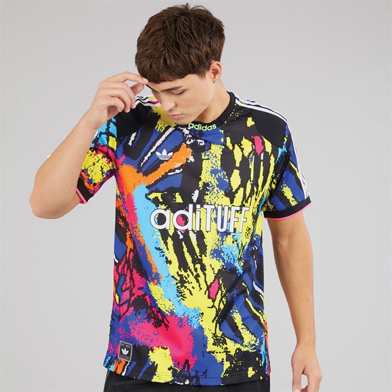adidas Originals Mens Archive All Over Print Jersey Multicolor/Bright Yellow - Image 2