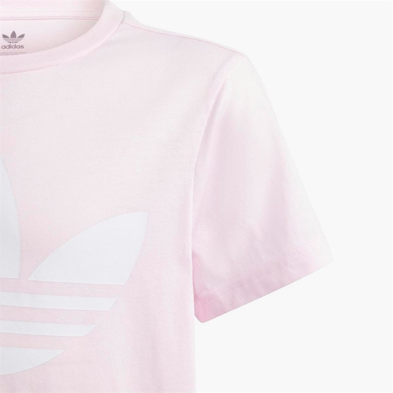 adidas Originals Junior Adicolor Trefoil Logo T-Shirt Clear Pink - Image 3