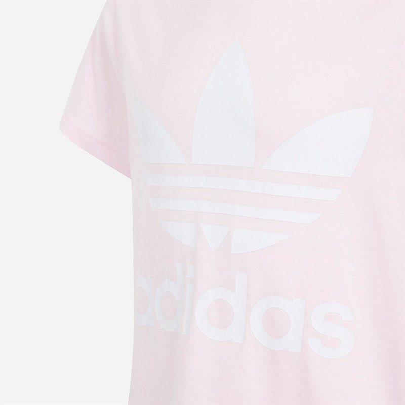 adidas Originals Junior Adicolor Trefoil Logo T-Shirt Clear Pink - Image 4