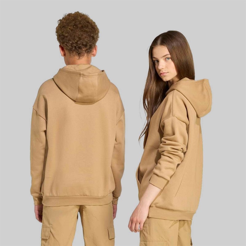 adidas Originals Junior Trefoil Logo Loose Fit Hoodie Cardboard/White - Image 2