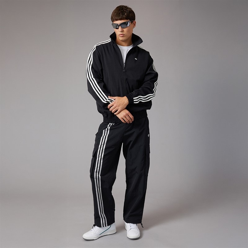 adidas Originals Mens Front Stripes Woven Cargo Pants Black - Image 4