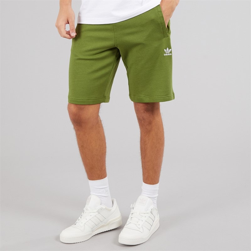 adidas Originals Mens Trefoil Essentials Fleece Shorts Tech Olive - Image 1