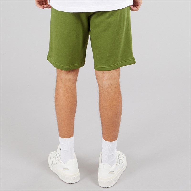 adidas Originals Mens Trefoil Essentials Fleece Shorts Tech Olive - Image 2