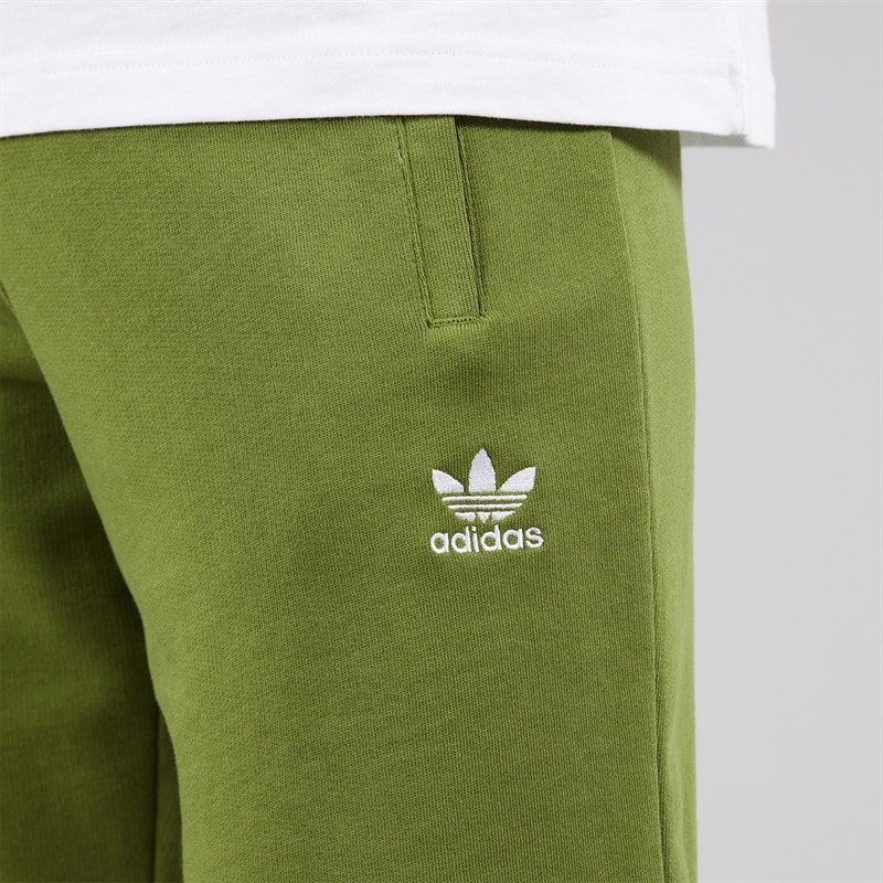 adidas Originals Mens Trefoil Essentials Fleece Shorts Tech Olive - Image 3