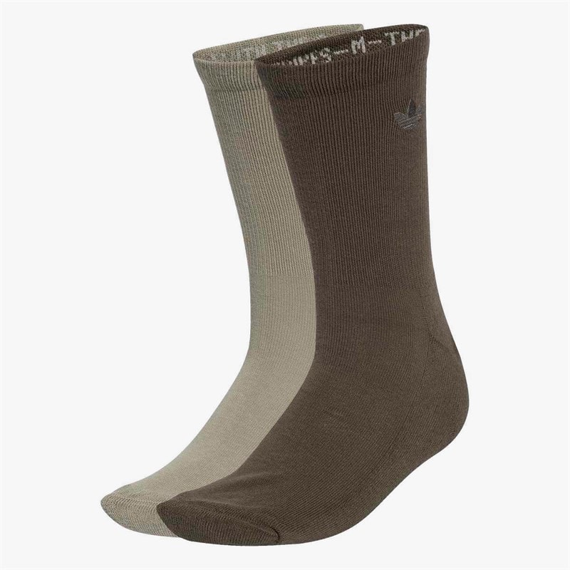 adidas Originals  Two Toned Two Pack Crew Socks Silver Pebble/Shadow Olive - Image 1