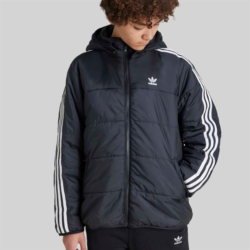 adidas Originals Junior Adicolor Trefoil Logo Padded Jacket Black - Image 4