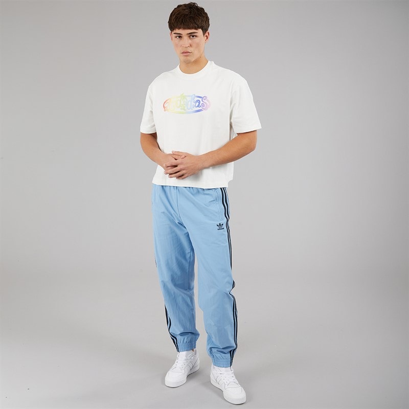 adidas Originals Mens Adicolor Trefoil Firebird Woven Track Pants Ash Blue/Black - Image 4