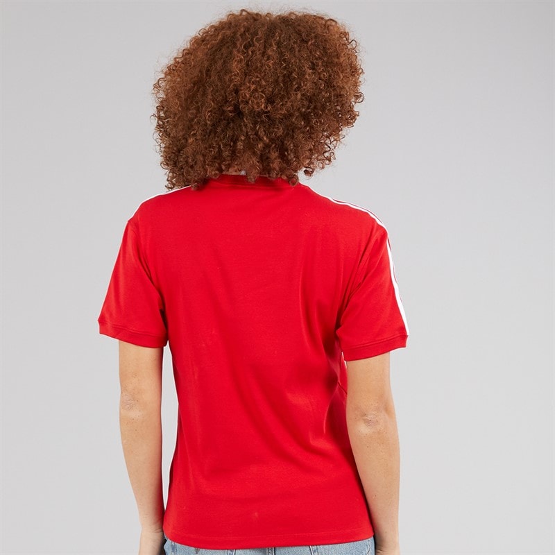 adidas Originals Womens Adicolor 3-Stripes Trefoil T-Shirt Better Scarlet - Image 2