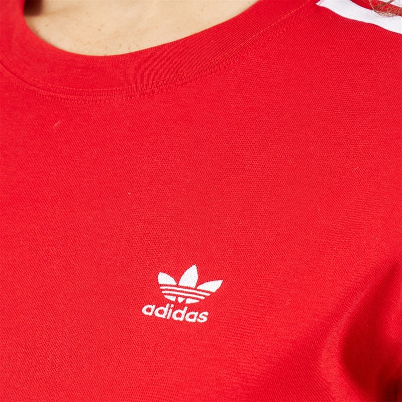 adidas Originals Womens Adicolor 3-Stripes Trefoil T-Shirt Better Scarlet - Image 3